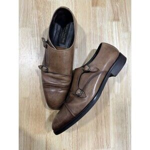 To Boot New York Shoes Mens 10 Double Monk Strap Brown Leather Adam Derrick